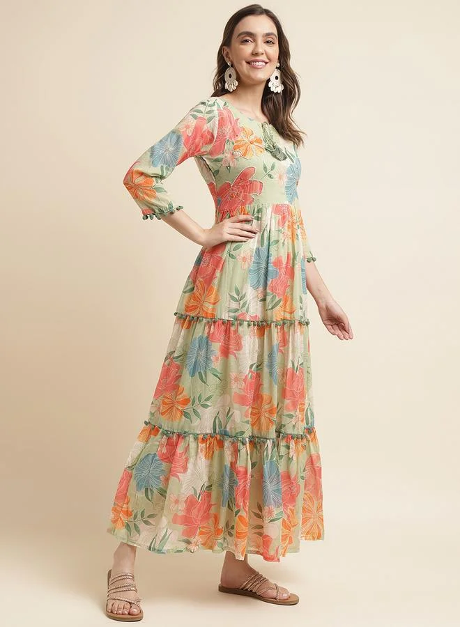 DW Women Floral Print Tiered Maxi Dress